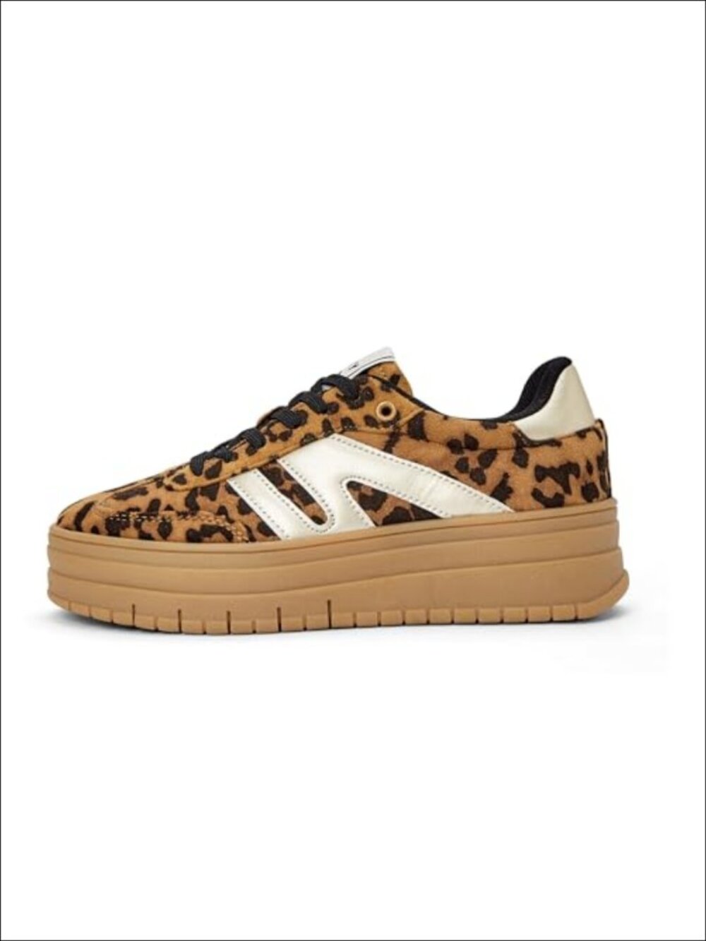 Women Platform Sneakers Suede Faux Leather Patchwork Lace Up Skate Shoes